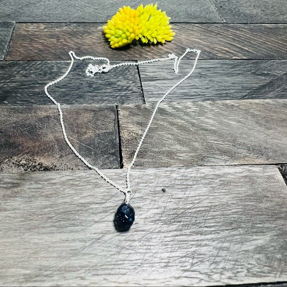 Blue Sandstone Sterling Silver Necklace - Picture 9 of 9